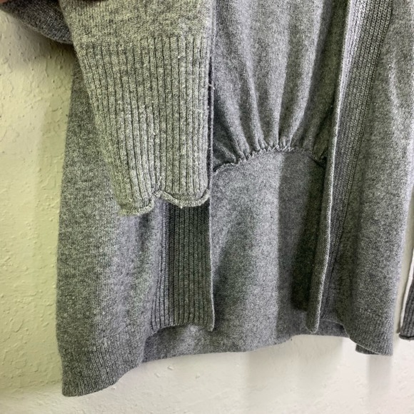 BANANA REPUBLIC Gray Open Front Wool Cashmere Ruched Cardigan Sweater‎ - Picture 6 of 11